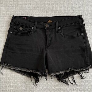 True Religion Black Jean Shorts